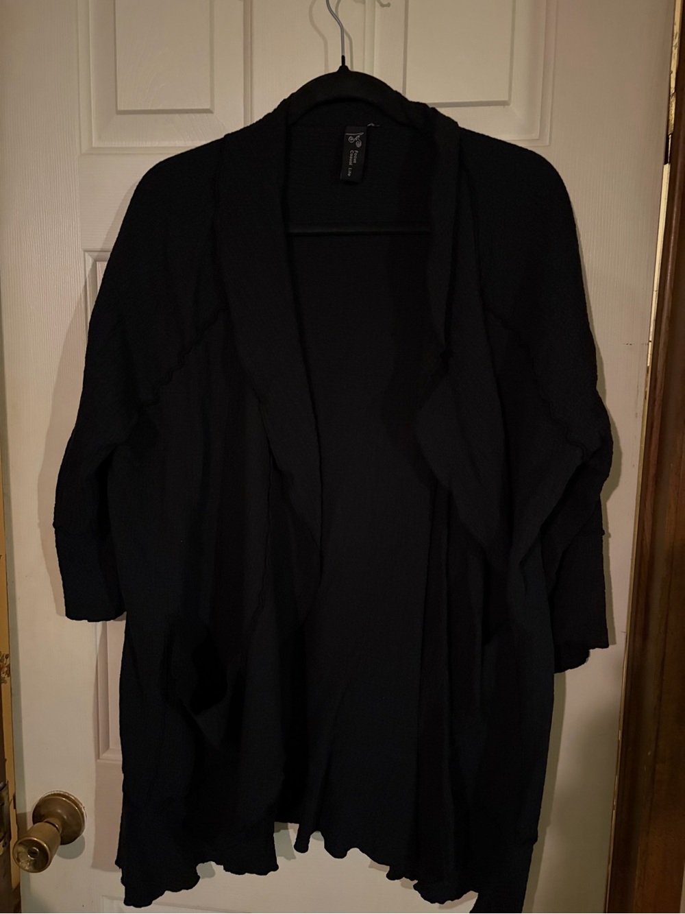 Black Open-Front Hooded Cardigan Sweater - Unbranded